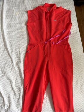 Figs (coral)Bright Red Sleeveless Jumpsuit